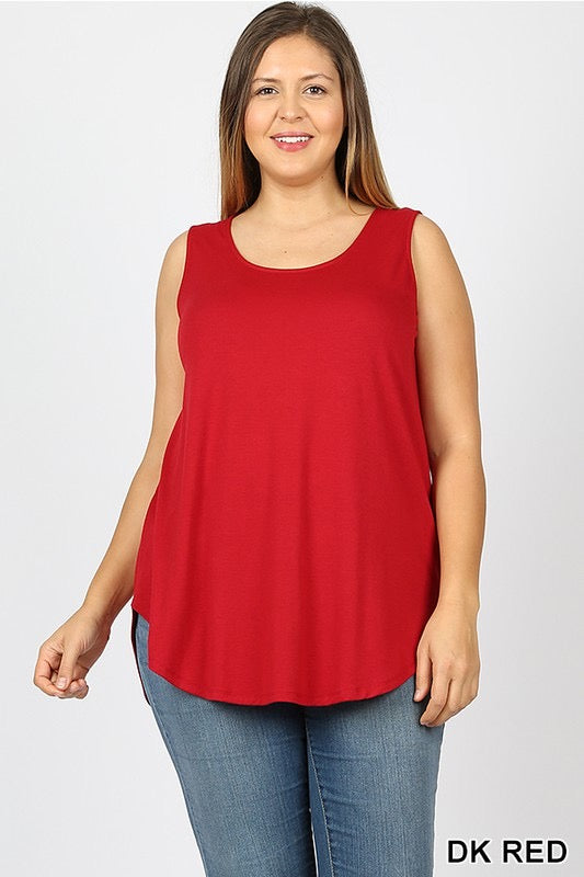 Sandy Relaxed Fit Tank Top Plus-Dark Red