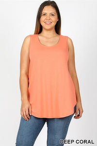 Sandy Relaxed Fit Tank Top Plus-Deep Coral