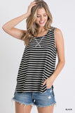 Lucy Striped Tank Top-Black