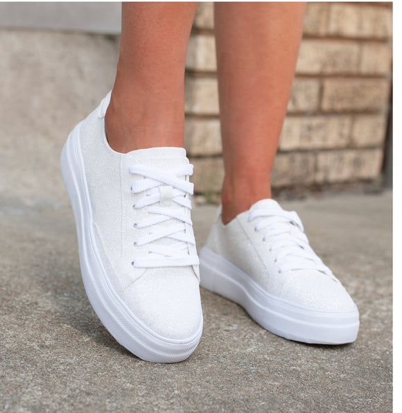 Corkys Glaring Sneakers -White Glitter
