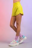 Dala Elastic Waist Shorts-Lime