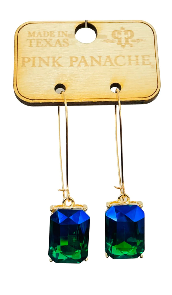 Blue AB Rectangular Gold Earring