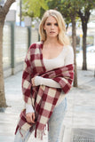 Betty Red/Ivory Checked Blanket Scarf