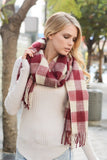 Betty Red/Ivory Checked Blanket Scarf
