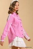 Janine Corduroy Button Up Jacket-Pink