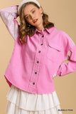 Janine Corduroy Button Up Jacket-Pink