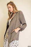 Maleri Soft Cinch Sleeves Blazer-Olive