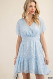 Val Chiffon Jaquard Dress-Blue