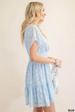 Val Chiffon Jaquard Dress-Blue