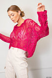 Kalina Crochet Boho Sweater-Pink