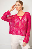 Kalina Crochet Boho Sweater-Pink