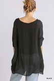 Sophia Dolman Sleeve Sheer Top-Black