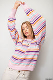Lori Stripe Sweater-Pink Multi