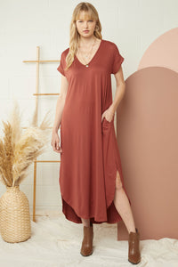 Madison V-Neck Maxi-Rust