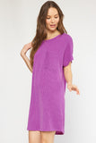 Brendley Ribbed Mini Dress-Purple