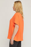 Melanie Asymmetrical V Neck Top-Plus-Orange