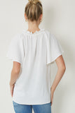 Anna Belle Flutter Sleeve Top-White