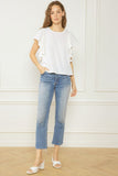 Bailey Ribbed Flutter Sleeve Top-White