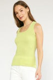Remi Ribbed Tank Top-Lime