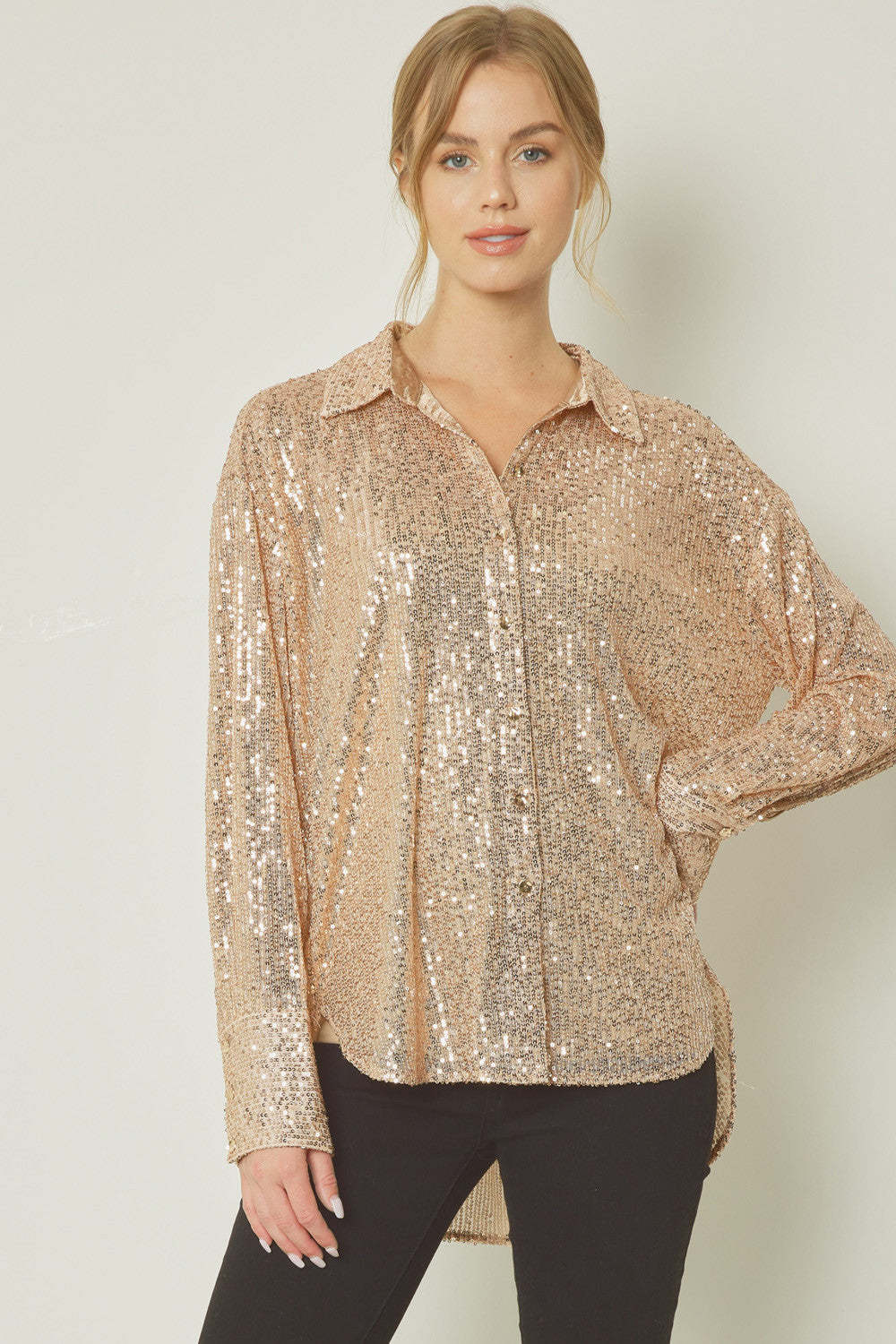 Ladies gold sequin top outlet