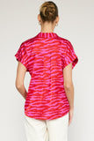 Camila Satin Zebra Print Top-Red