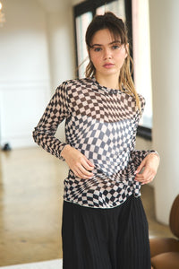 Chelsey Checkered Board Meshed Top