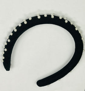 Willow Black Velvet Pearl Headband