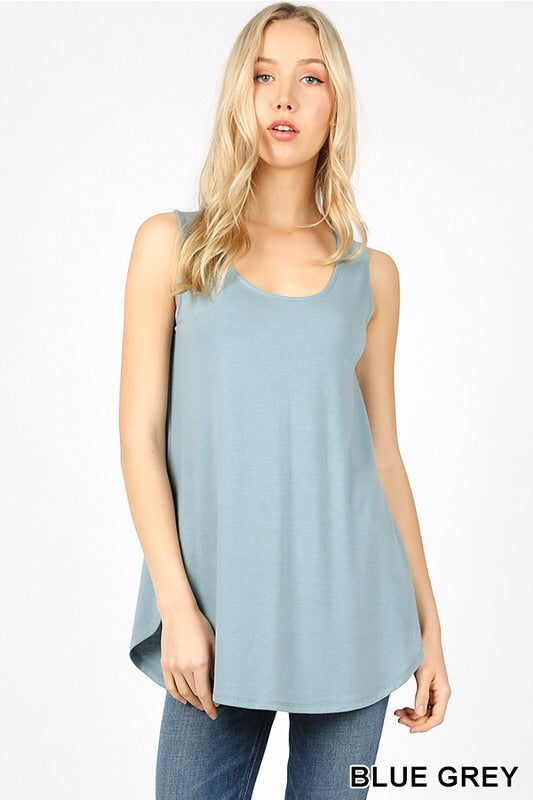 Sandy Relaxed Fit Tank Top- Blue Grey