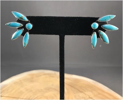 Turquoise Half Flower Earrings