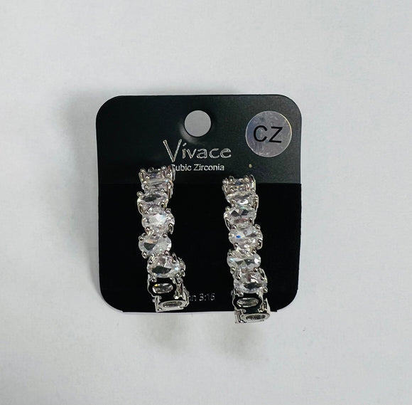 Brook Cubic Zirconia Hoop Earrings-Silver