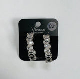 Brook Cubic Zirconia Hoop Earrings-Silver