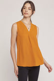 Misti V Neck Sleeveless Top-Camel