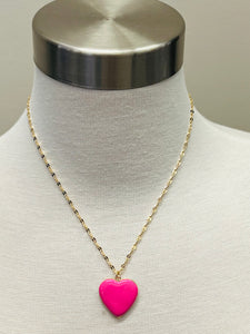 Pink Heart Pendant Necklace
