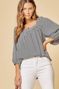 Ania Striped 3/4 Sleeve Top