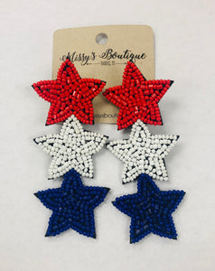 Patriotic Star Beaded Earrings