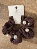 Velvet Scrunchie With Pearls