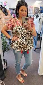 Taylor Leopard Embroidered Top