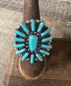 Turquoise Cluster Adjustable Ring