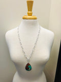 Trina Wood Pendant Chain Necklace Set.