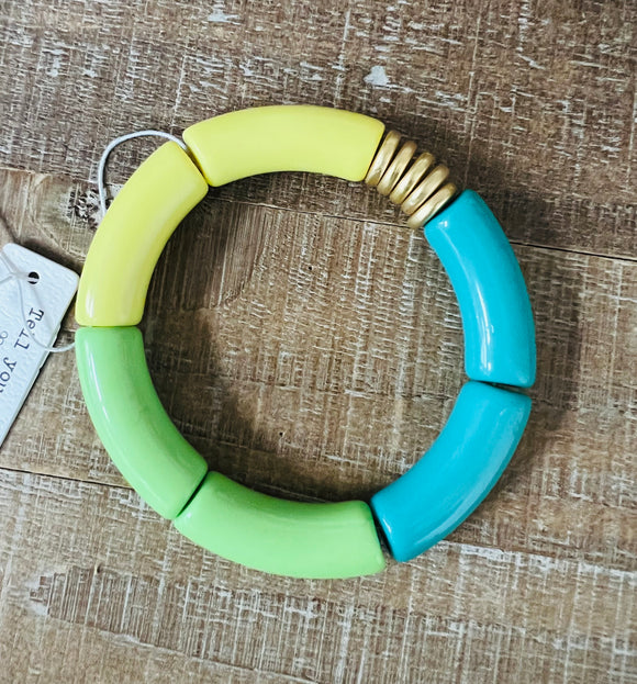 Tory Thick Acrylic Tube Stretch Bracelet-Lime