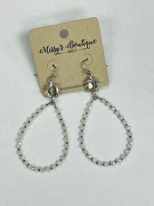 Kaitlynn Crystal /Beaded Earrings-Silver