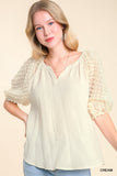 Clara Cuffed Puffed Sleeve Top-Cream