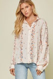 Avery Floral Button Up Top - Cream