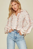 Avery Floral Button Up Top - Cream