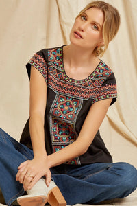 Lola Tile Aztec Embroidered Top