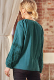 Olivia  Embroidered Top-Teal