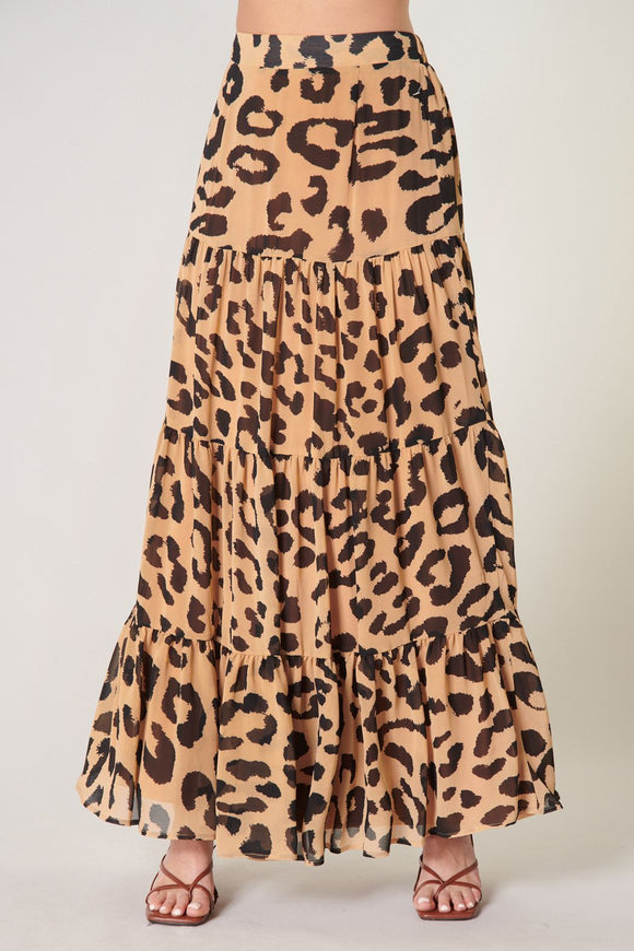 Memoree Leopard Tiered Skirt