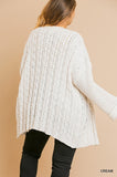 Kait Cable Knit Cardigan-Curvy-Ivory