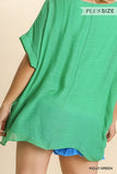 Sophia Dolman Sleeve Sheer Top-Green